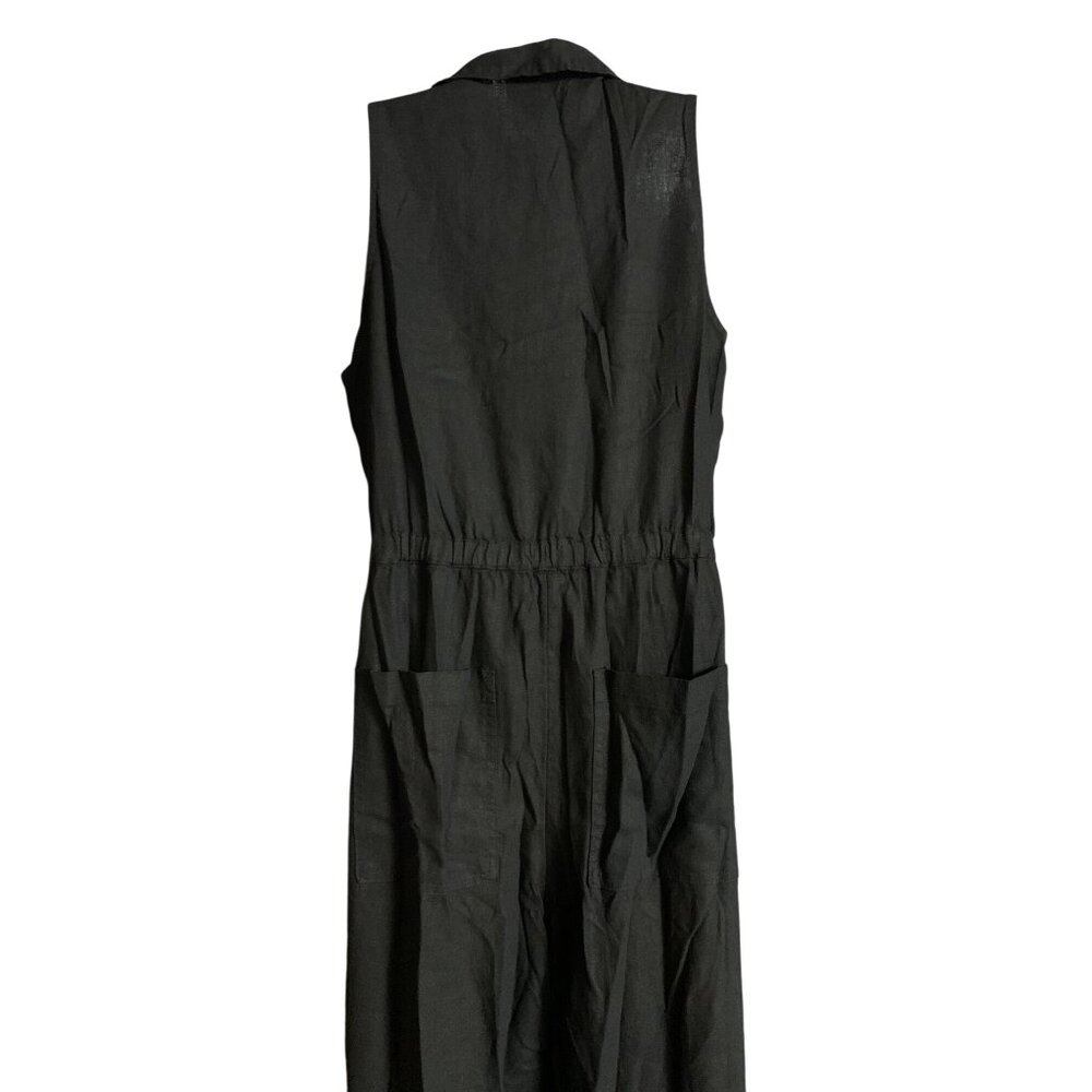 Universal Thread Womens Sleeveless Black Button-Front Jumpsuit Drawstring Waist - Picture 6 of 12